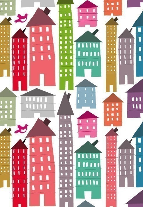 Houses and Birds Print