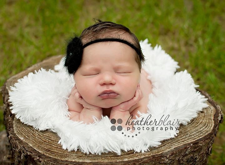 Black Angora Flower Headband - All sizes available