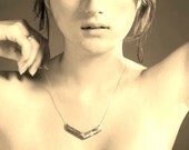 Greek GODDESS  chevron silver and gold filled necklace V necklace