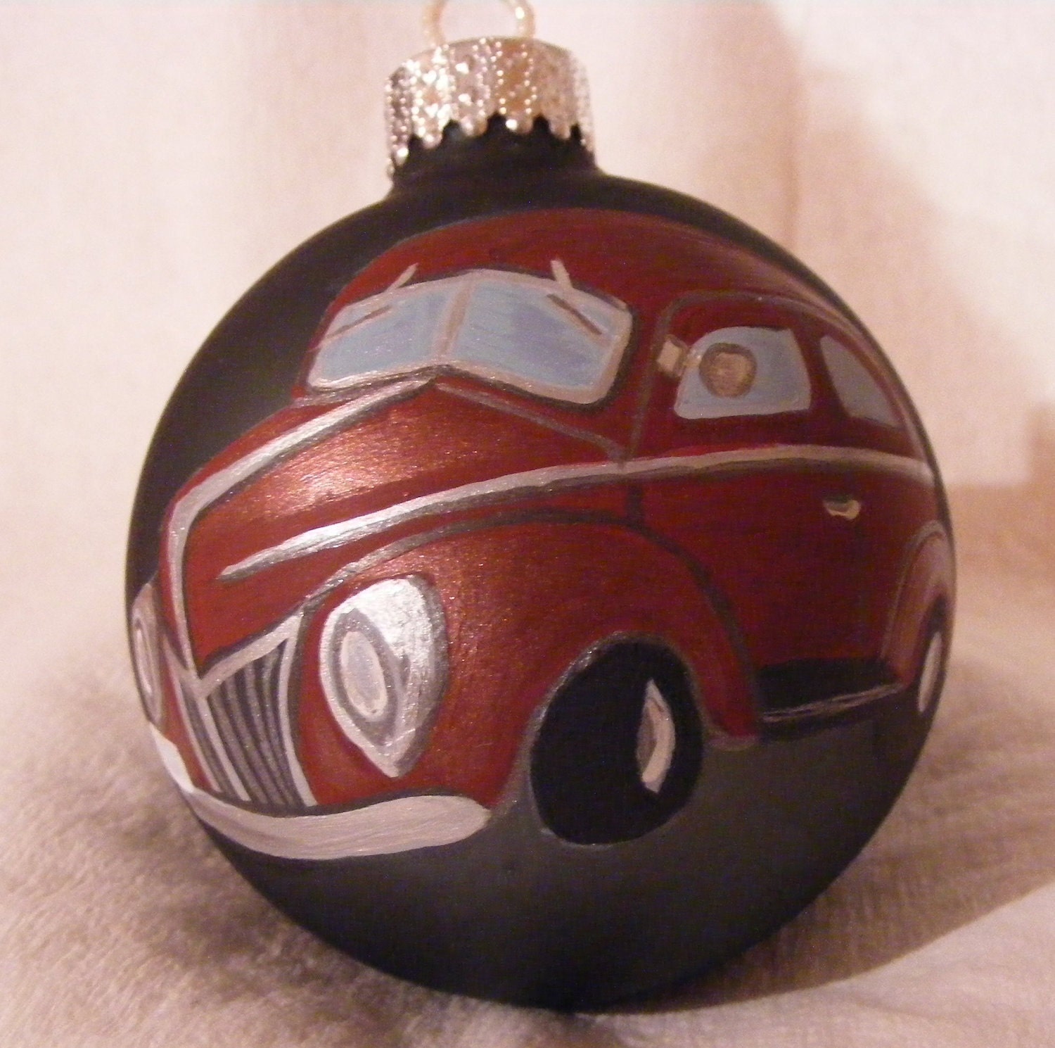 Custom Order Hand Painted Glass Ornament Classic Car