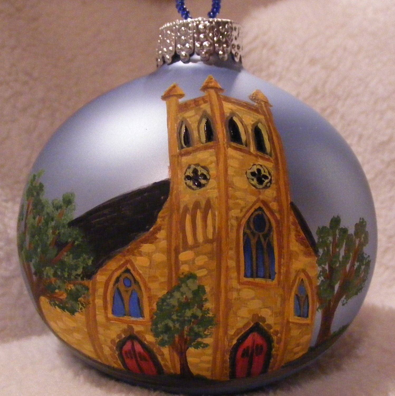Church Wedding - Custom, Hand Painted, Glass Ornament - MEDIUM 3x3.5 inches