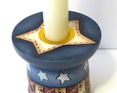 PIF, Pay It Forward,  Americana Hat Shaped Candleholder, Handpainted, Home Decor, Shelf Sitter