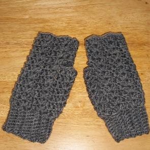 Ladies Lacy Fingerless Gloves - Grey Heather - MADE TO ORDER