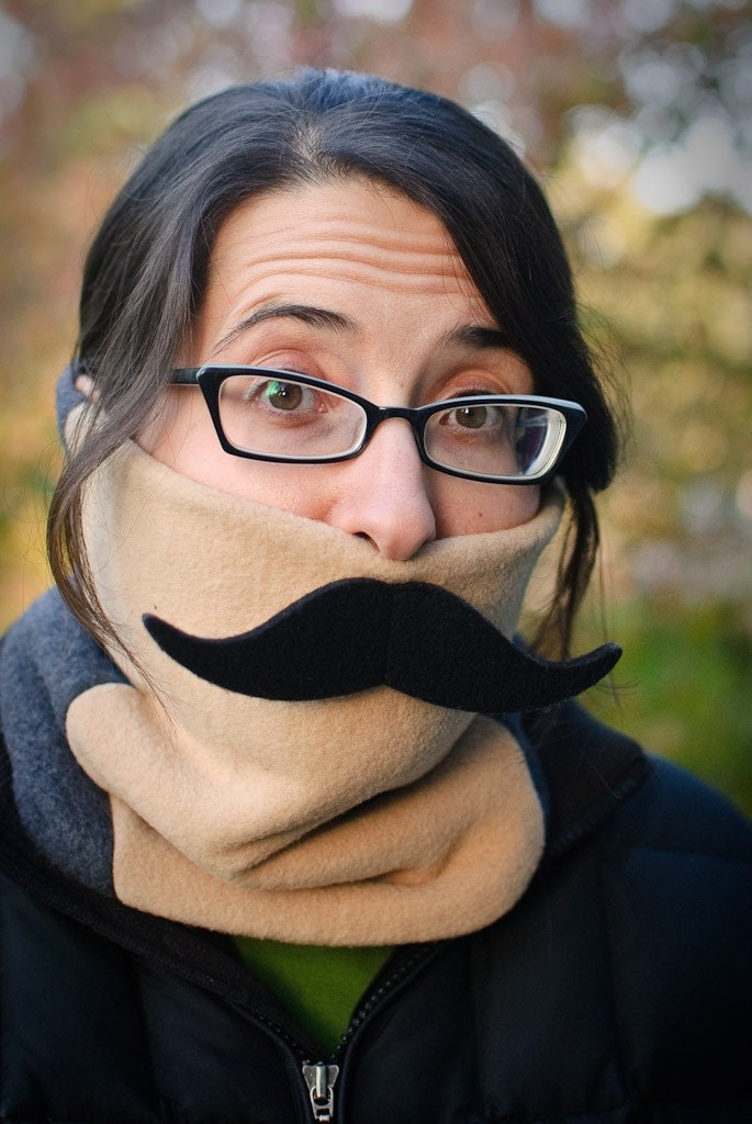 Mustachioed Fleece Neck Warmer