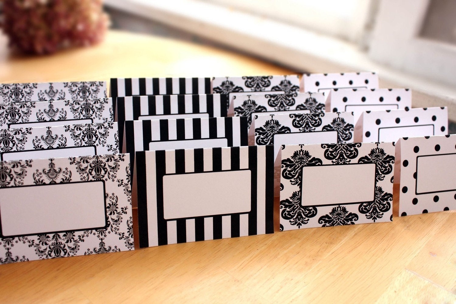 Modern Damask Mix Printable Place Card Collection