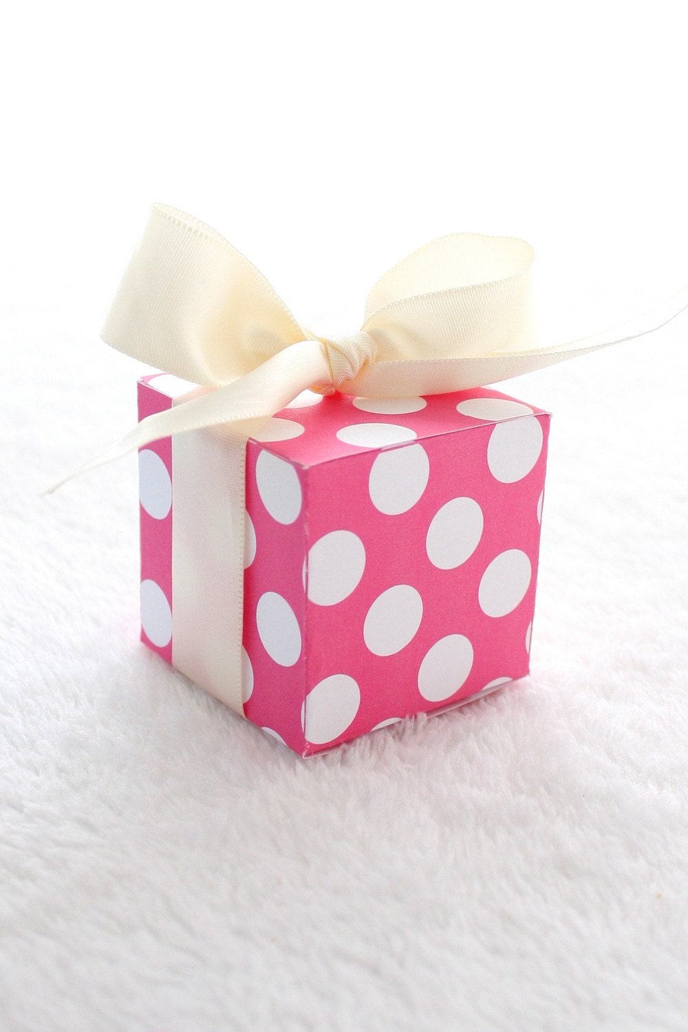 Printable Posh Dots Hot Pink Square Favor Box