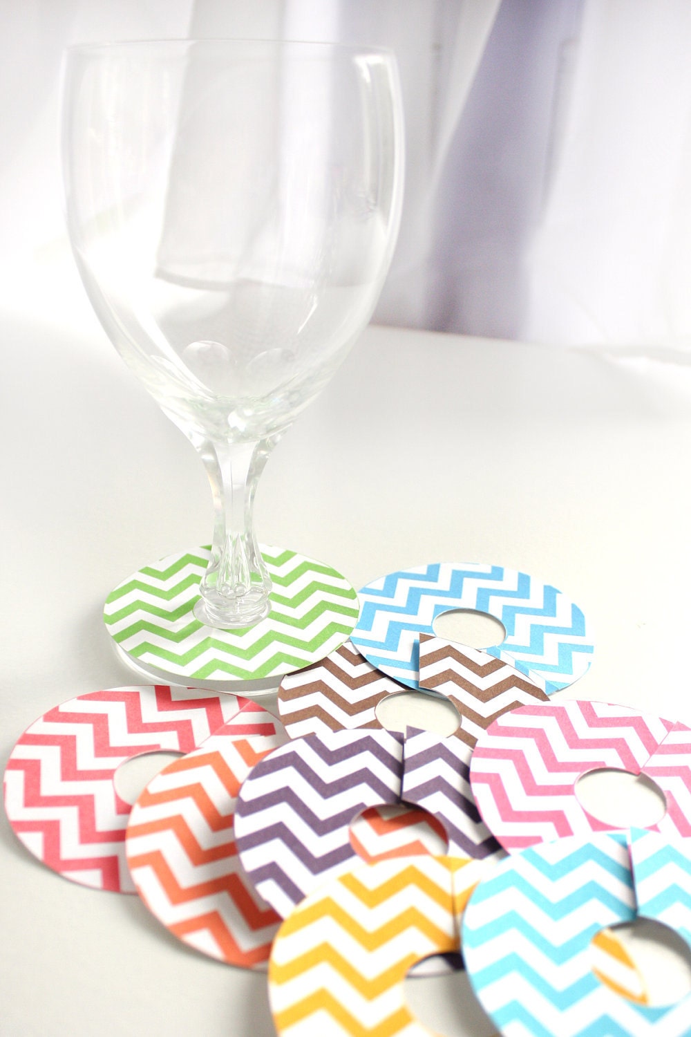 Printable Chevron Wine Glass Slipper Name Card Tags