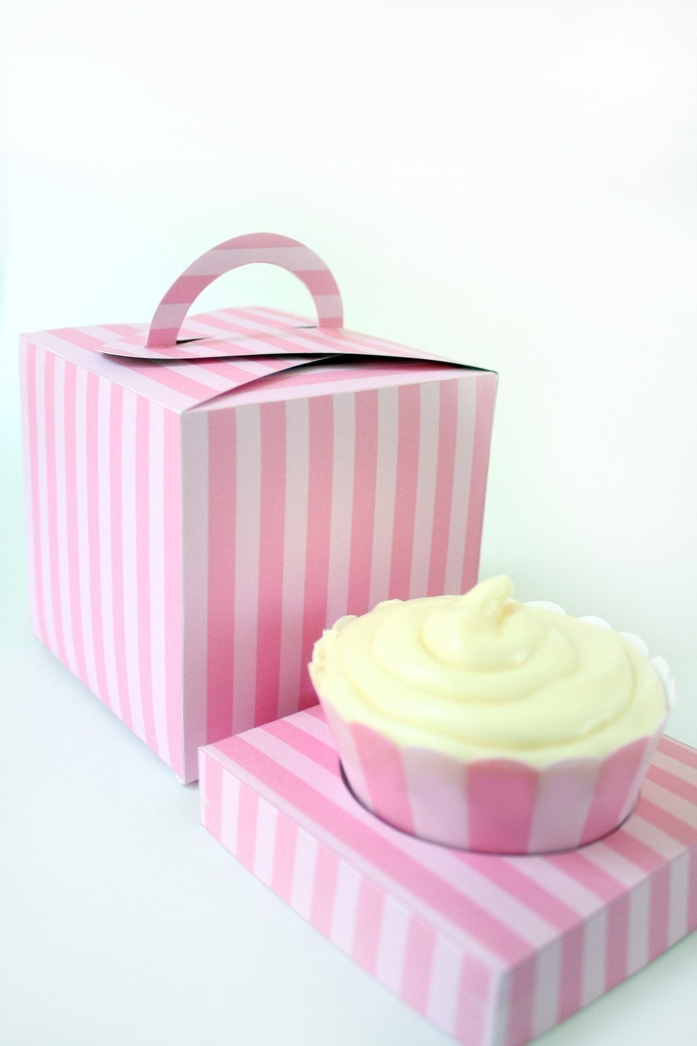 Posh Pink Stripe Printable Cupcake Holder Box