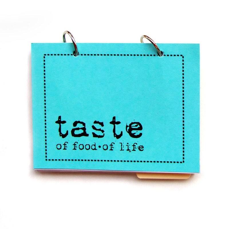 Cook's Journal or Recipe Book - Taste of Food, of Life with Writing Prompts in capri blue