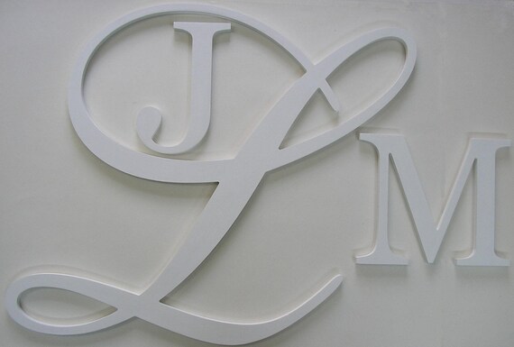 Hanging Monogram Letters Extra Large Fancy Designer 40 inch combo shown in white SOLD PER set