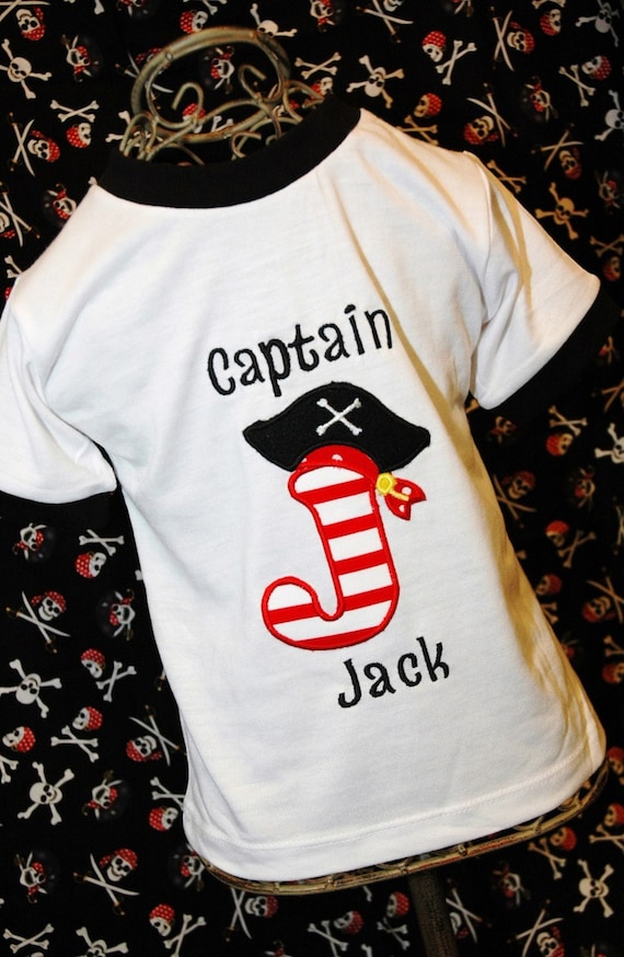 Pirate Shirt   Birthday Shirt   Choose your INITIAL and your Captain NAME