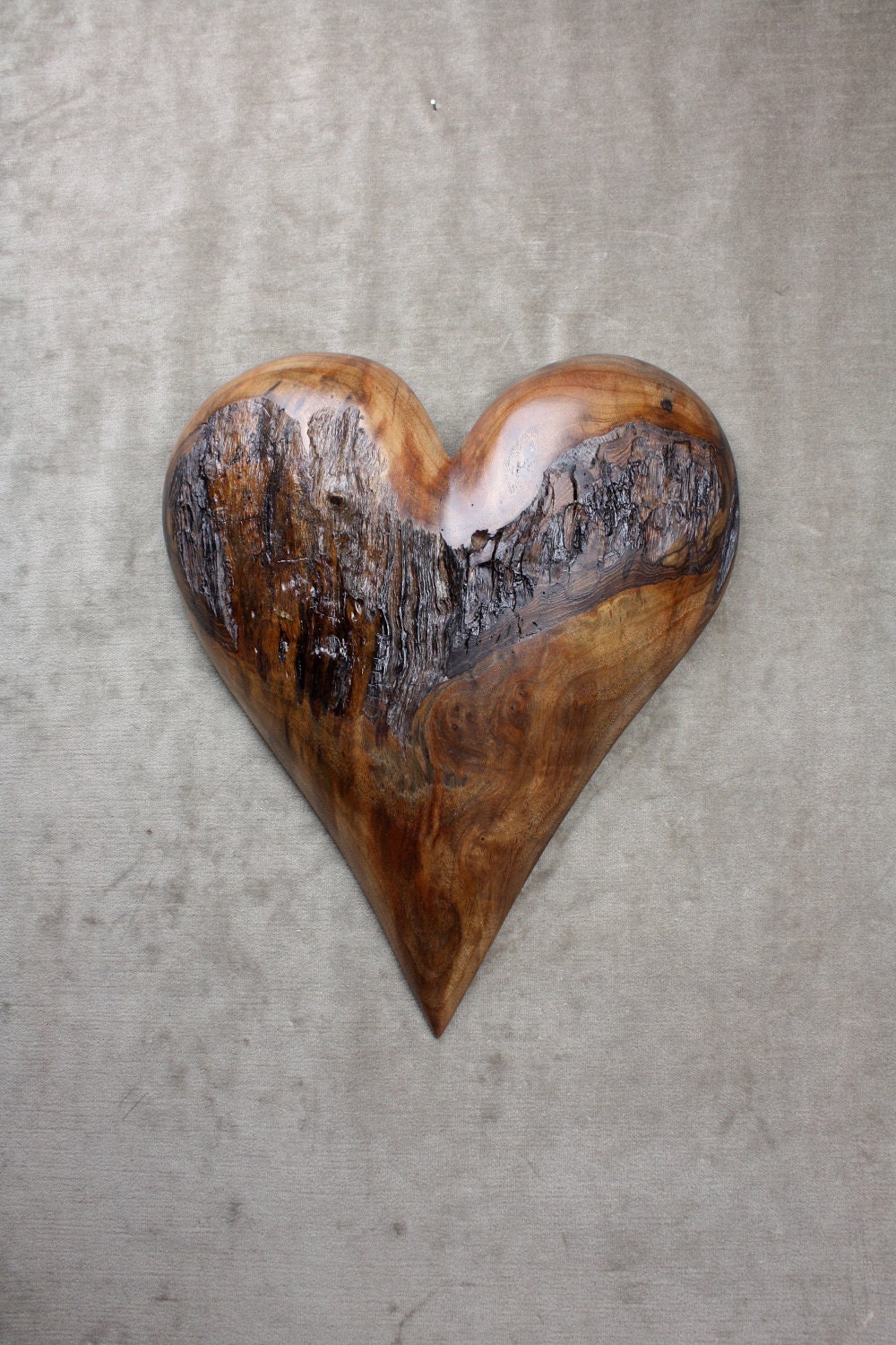 Personalized Anniversary Gift, Fathers Day Gift, Wood Carving, Wood Heart, by Gary Burns, wiz, treewiz, handmade, woodworking