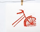 limited edition hand pulled print, Vintage Bike red