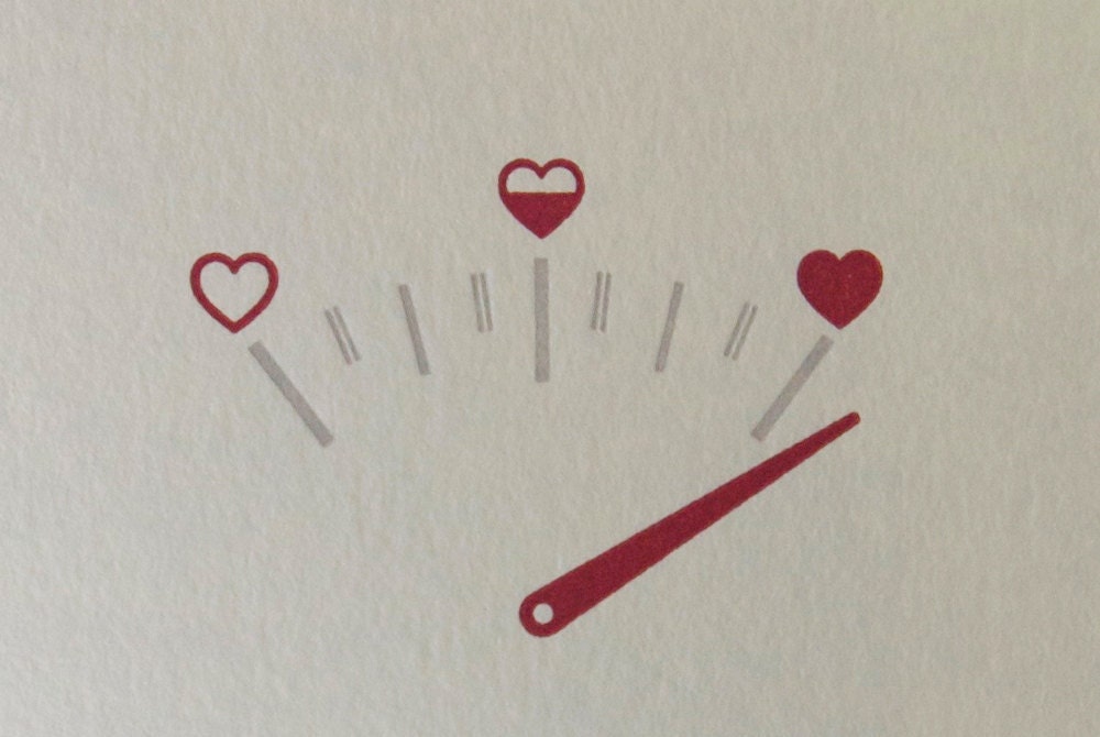 Heart-o-meter Letterpress card by The Permanent Collection