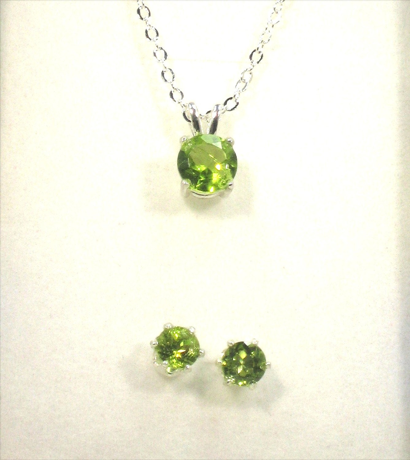 14kt GOLD Filled Springtime Green Peridot Gemstone Necklace Earrings Jewelry Set Green Peridot Gemstone Handmade Jewelry Set Gold Filled
