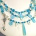 Blue Chalcedony Gemstone Necklace Sky Blue Topaz Three Strands