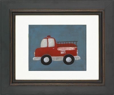 Rescue Fire Truck - PRINT 8x10 - vehicle transportation art for kids