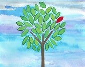 The Red Leaf - Watercolour painting