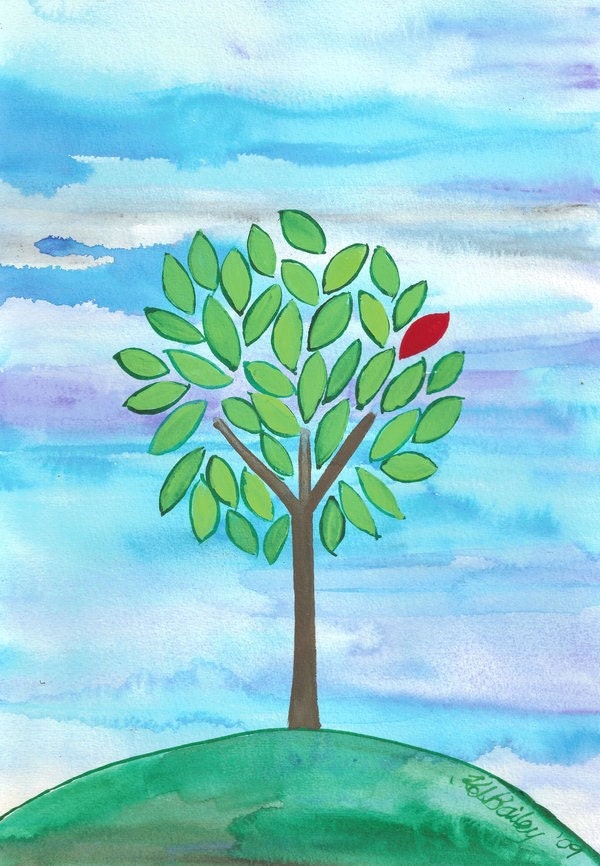 The Red Leaf - Watercolour painting