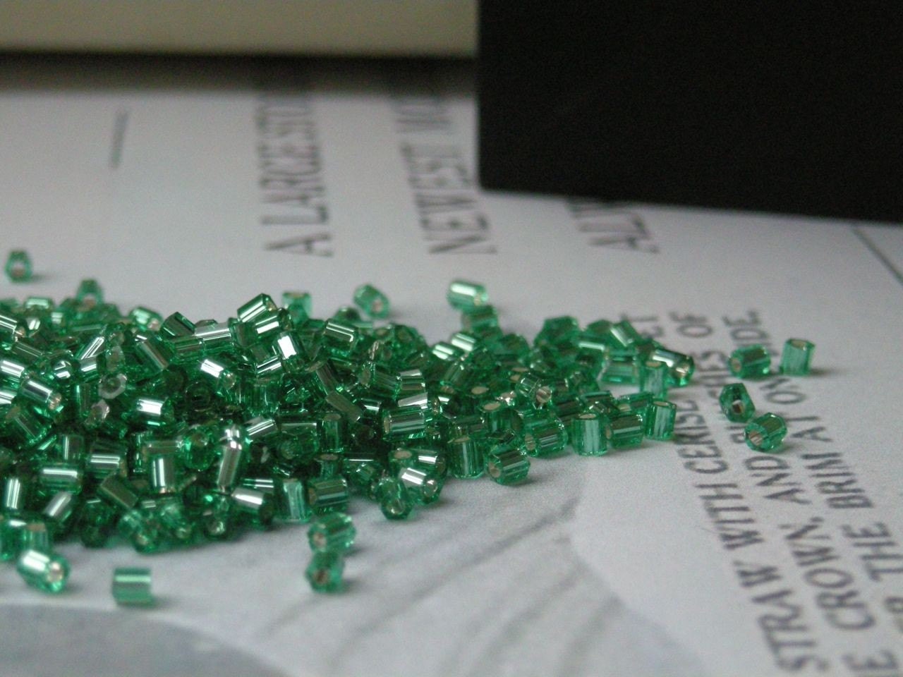 Japanese two cut (hexagon) beads No. 50, mint green, silver lined, 10g
