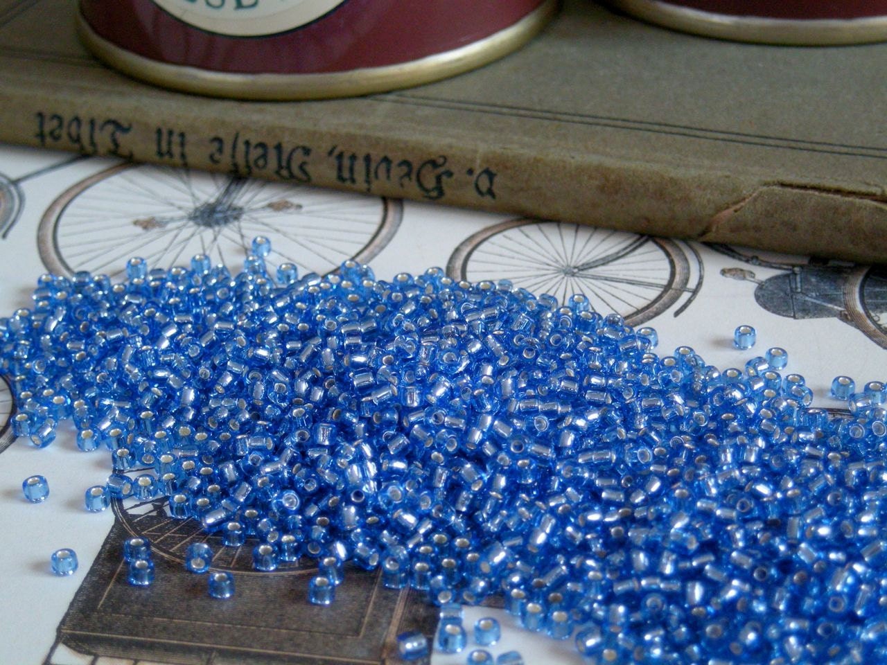 Japanese seed beads No. 43, sapphire, silver lined, 12/0, 10g