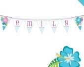 Luau theme party - Personalized DIY printable pennant banner