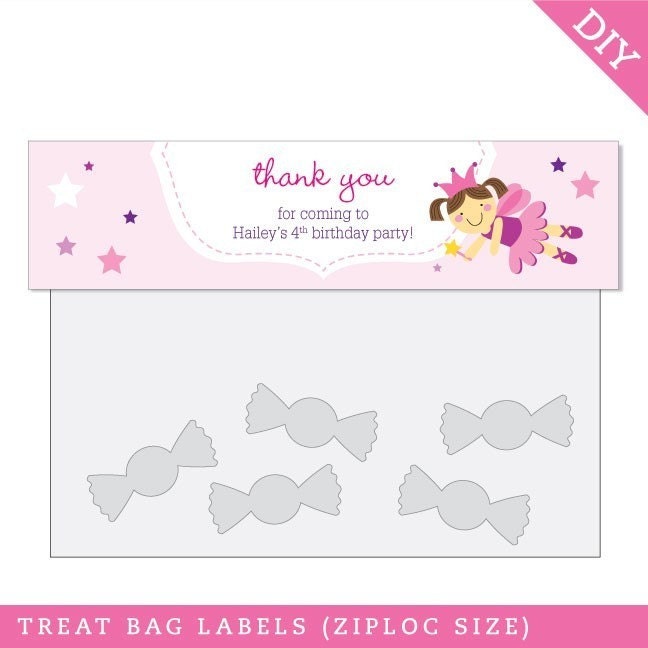 Fairy Princess party - Personalized DIY printable treat bag label - Choose your own fairy