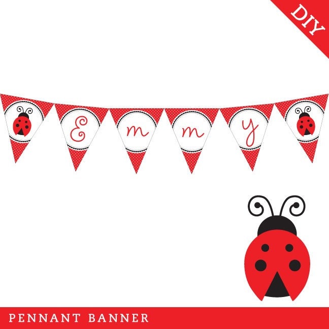 Ladybug party - Personalized DIY printable pennant banner Il_170x135