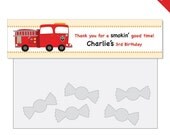 Fire Truck party - Personalized DIY printable treat bag label