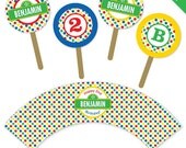 Sesame Street party - Personalized DIY printable cupcake wrapper and topper set