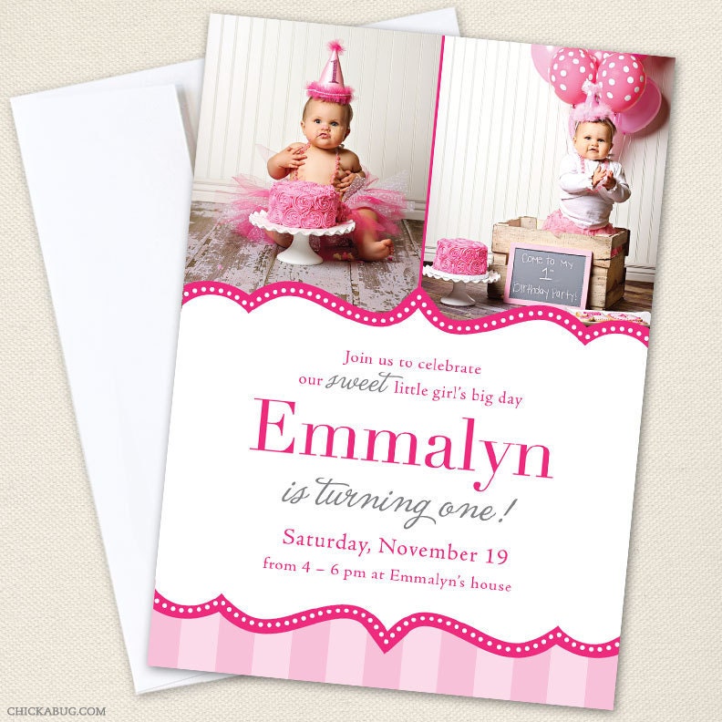 Pretty in Pink party - Set of 15 custom photo invitations - Printable file also available