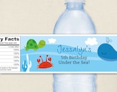 Under the Sea - Personalized water bottle labels - Set of 15