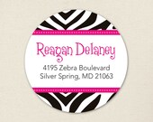 Zebra party in ANY COLOR - Personalized address labels - Sheet of 24