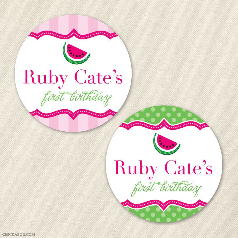 Watermelon party - Custom stickers - Sheet of 12 or 24