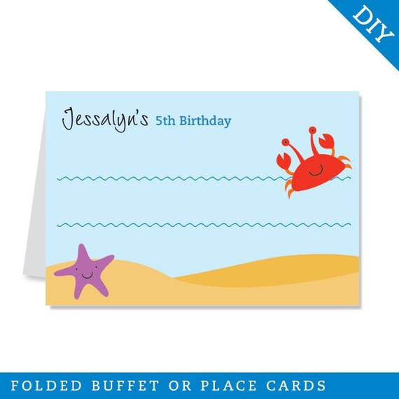 Under the Sea party - Personalized DIY printable buffet cards or place cards