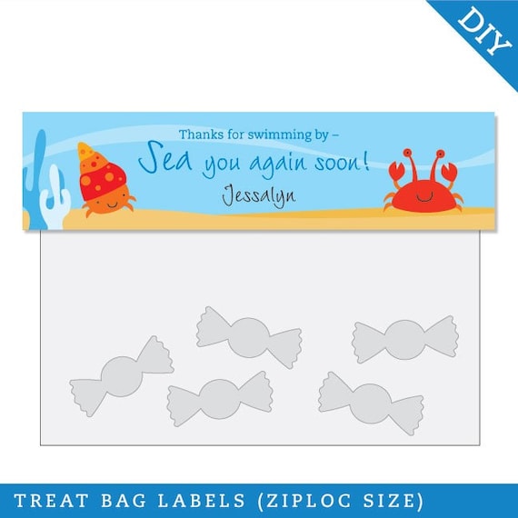 Under the Sea party - Personalized DIY printable treat bag label