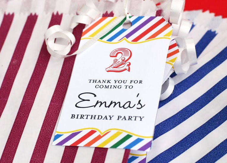 Rainbow party - Custom DIY printable favor tags