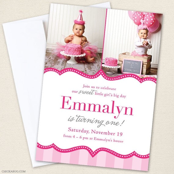 Pretty in Pink party - Set of 15 custom photo invitations - Printable file also available