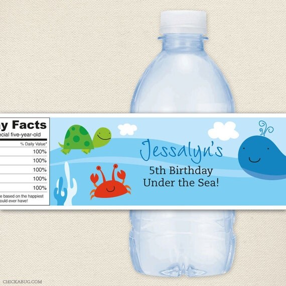 Under the Sea - Personalized water bottle labels - Set of 15 Il_570xn