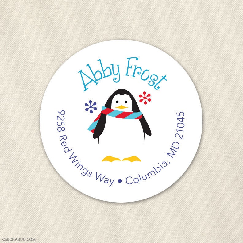 Penguin party - Personalized address labels - Sheet of 24 Il_570xn