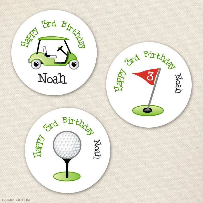 Golf party - Custom stickers - Sheet of 12 or 24