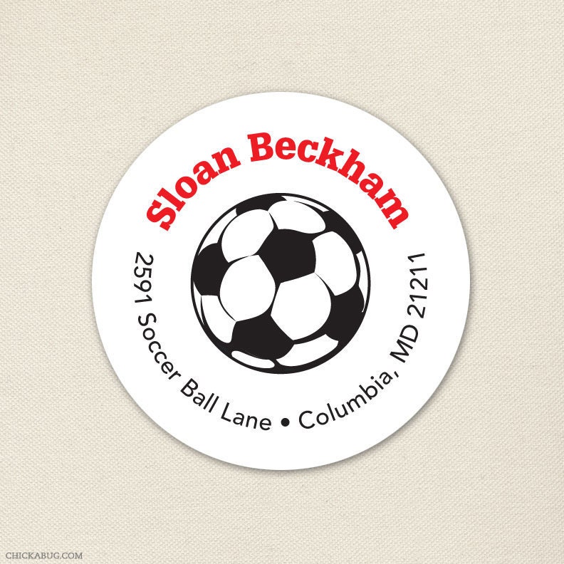 Soccer party - Personalized address labels - Sheet of 24 - Choose red, green, blue or pink Il_570xn