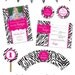 Zebra party in ANY COLOR - Set of 15 custom thank you cards - Printable file also available