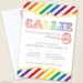 Rainbow party - Set of 15 custom invitations - Printable file also available