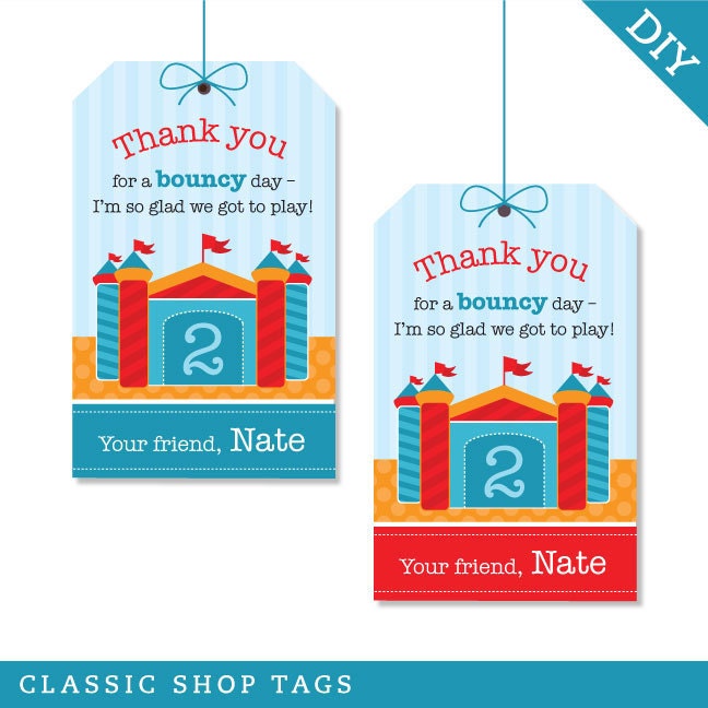 Bounce House party - Personalized DIY printable favor tags