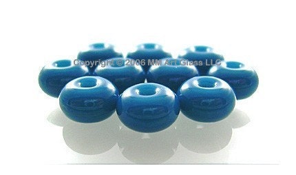 Handmade Lampwork Beads Glass Spacers Steel Blue 8mm Small Rondelle Donut SRA - The Spacer Bead Shop