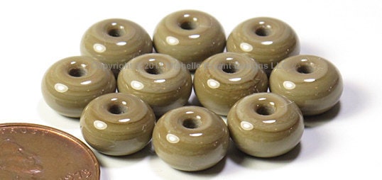 Handmade Glass Lampwork Beads Spacer Sediment Brown 8mm Small Rondelle Donut SRA - The Spacer Bead Shop
