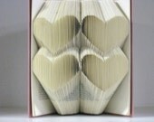 Folded Book Art Sculpture - 4 stacked hearts