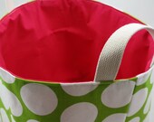 SALE fabric bin storage organizer 10 X 10 x 10  with natural cotton webbing for handles