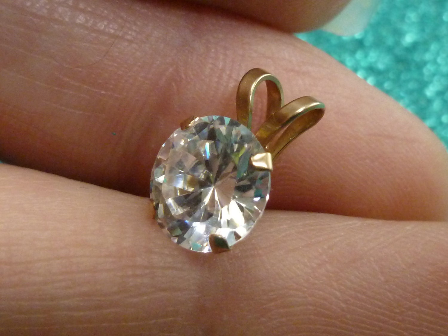 10K Gold Pendant with Large CZ
